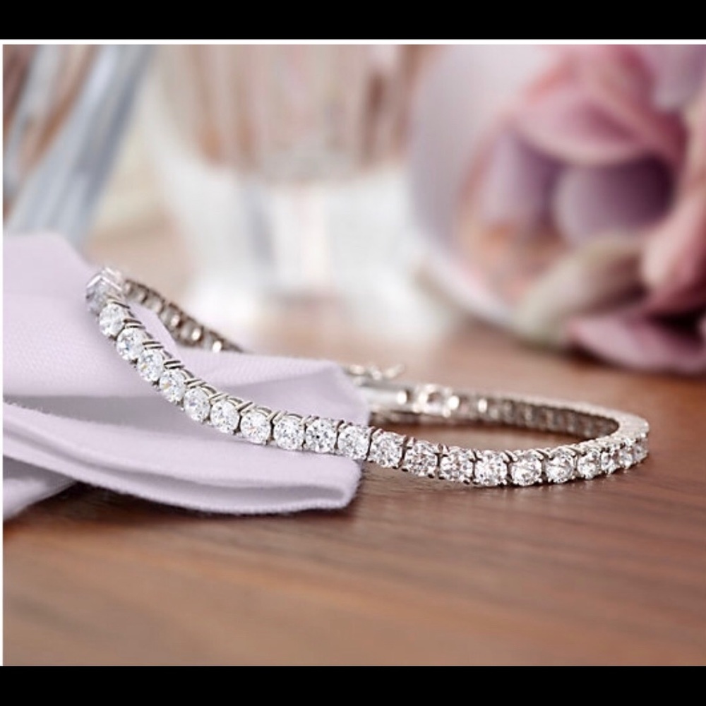 Diamonique 100-Facet Tennis Bracelet, Platinum cl